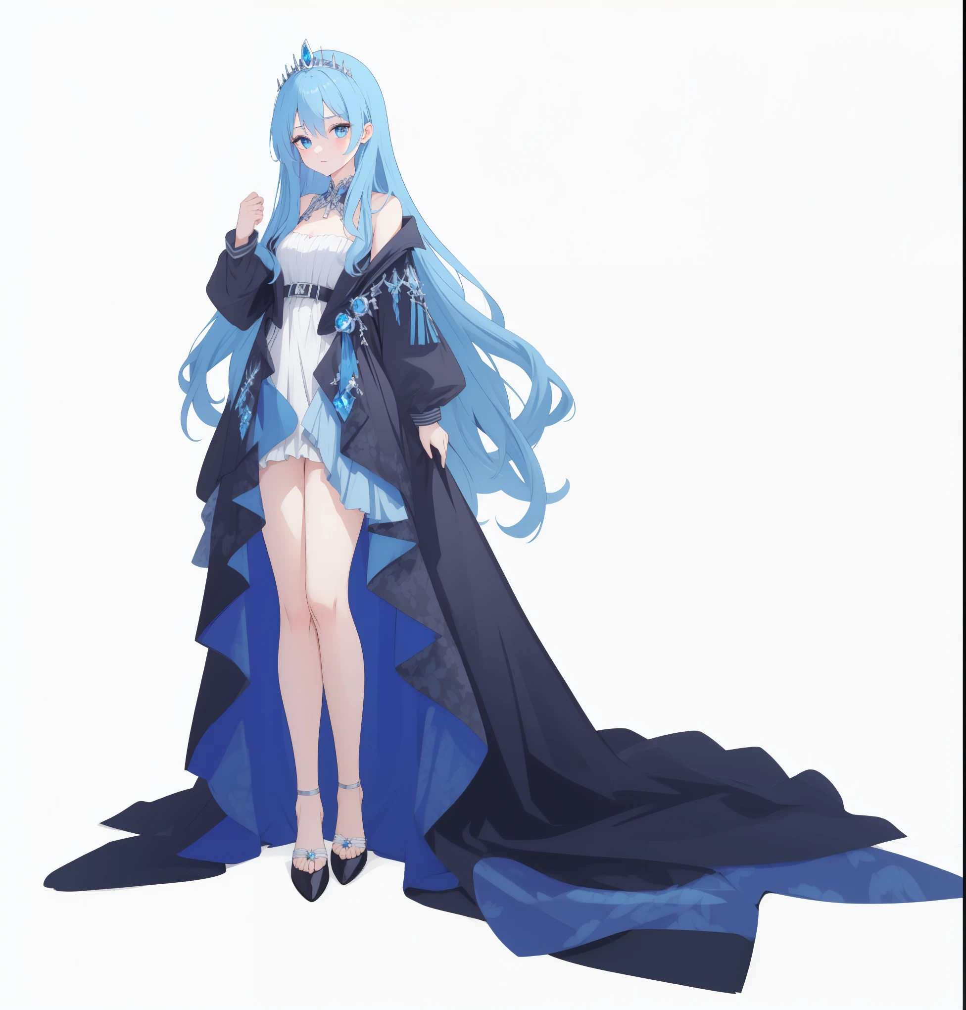 HD,Blue eyes,Blue Hair,With a tiara