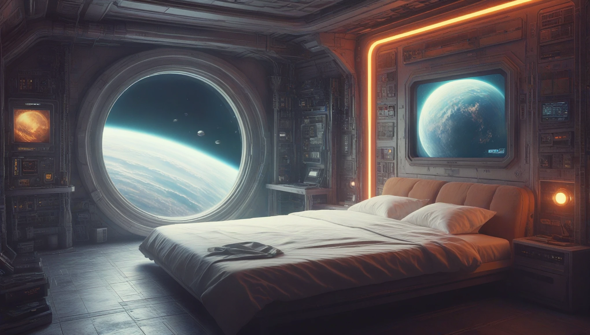 anchespaceroom, escenario, no humanos, cama, Science fiction