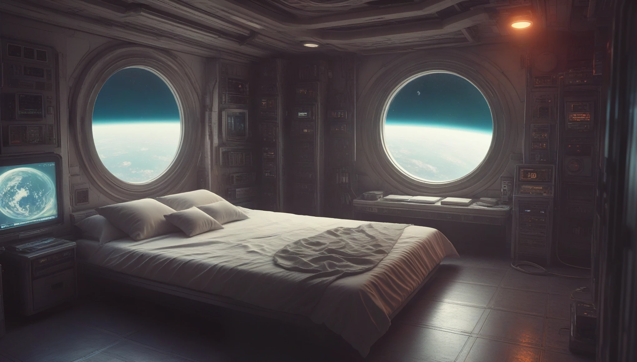 anchespaceroom, escenario, no humanos, cama, Science fiction