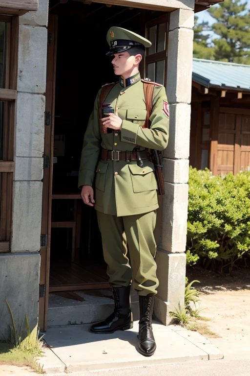 A soldier dozing off while standing at a sentry post、ww1ger、Have a rifle