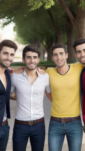 group of young Spanish people mens together.