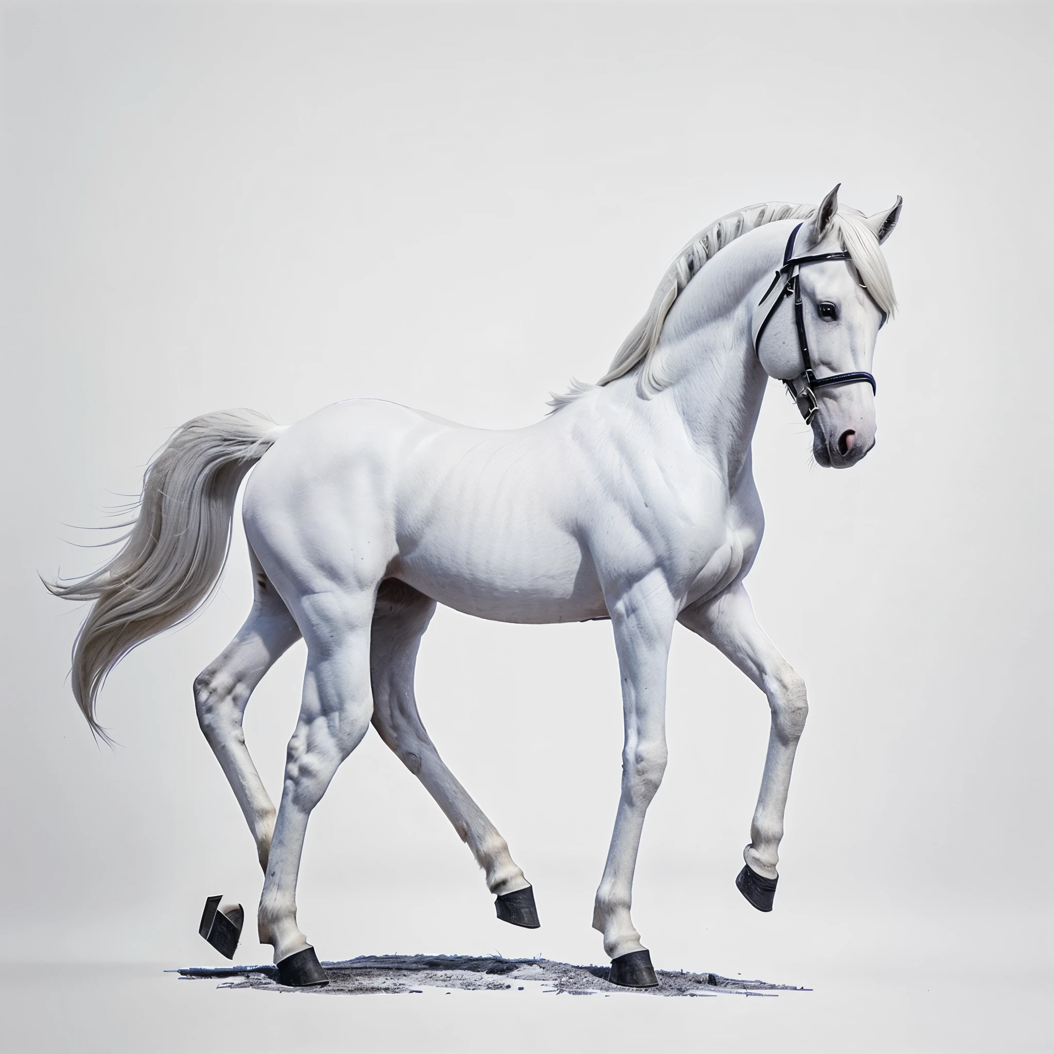 Draw a small white horse, full body