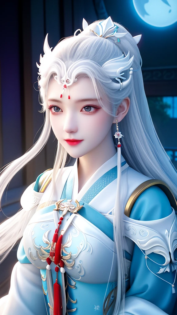 close up of a woman wearing a white dress and a medical mask, concept art inspired by Huang Ji, trending on cg society, fantasy art, white hanfu, ethereal beauty, xianxia fantasy , Chinese style, a beautiful imaginary princess, pale milky white porcelain skin, ((a beautiful imaginary princess)), porcelain white skin, beautiful Chinese model, pale skin skin as white as pale snow