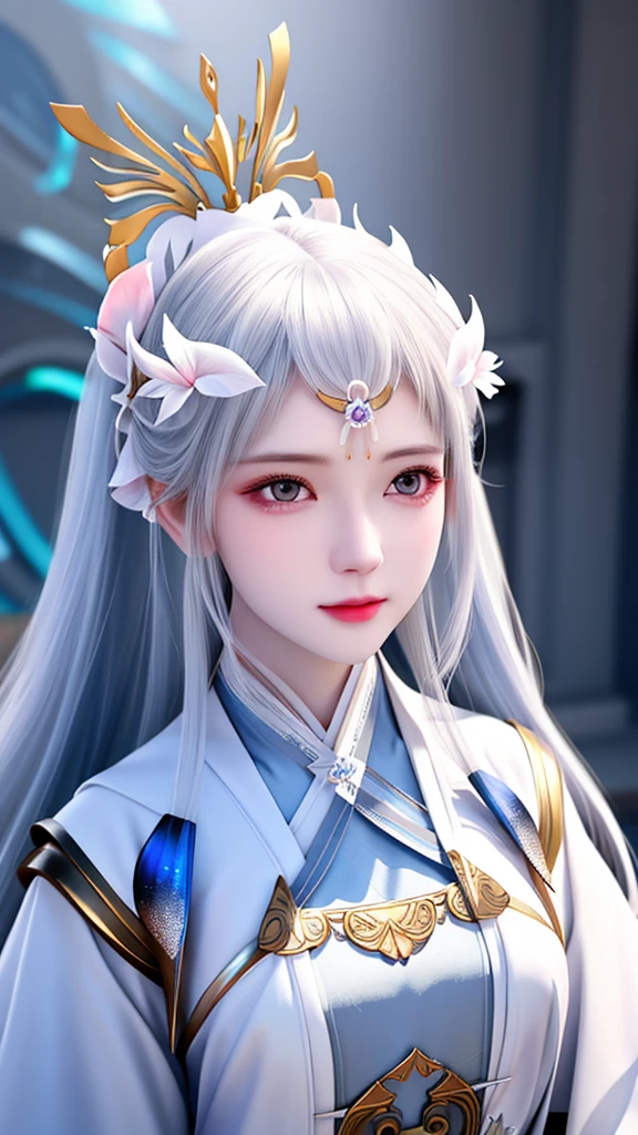 close up of a woman wearing a white dress and a medical mask, concept art inspired by Huang Ji, trending on cg society, fantasy art, white hanfu, ethereal beauty, xianxia fantasy , Chinese style, a beautiful imaginary princess, pale milky white porcelain skin, ((a beautiful imaginary princess)), porcelain white skin, beautiful Chinese model, pale skin skin as white as pale snow