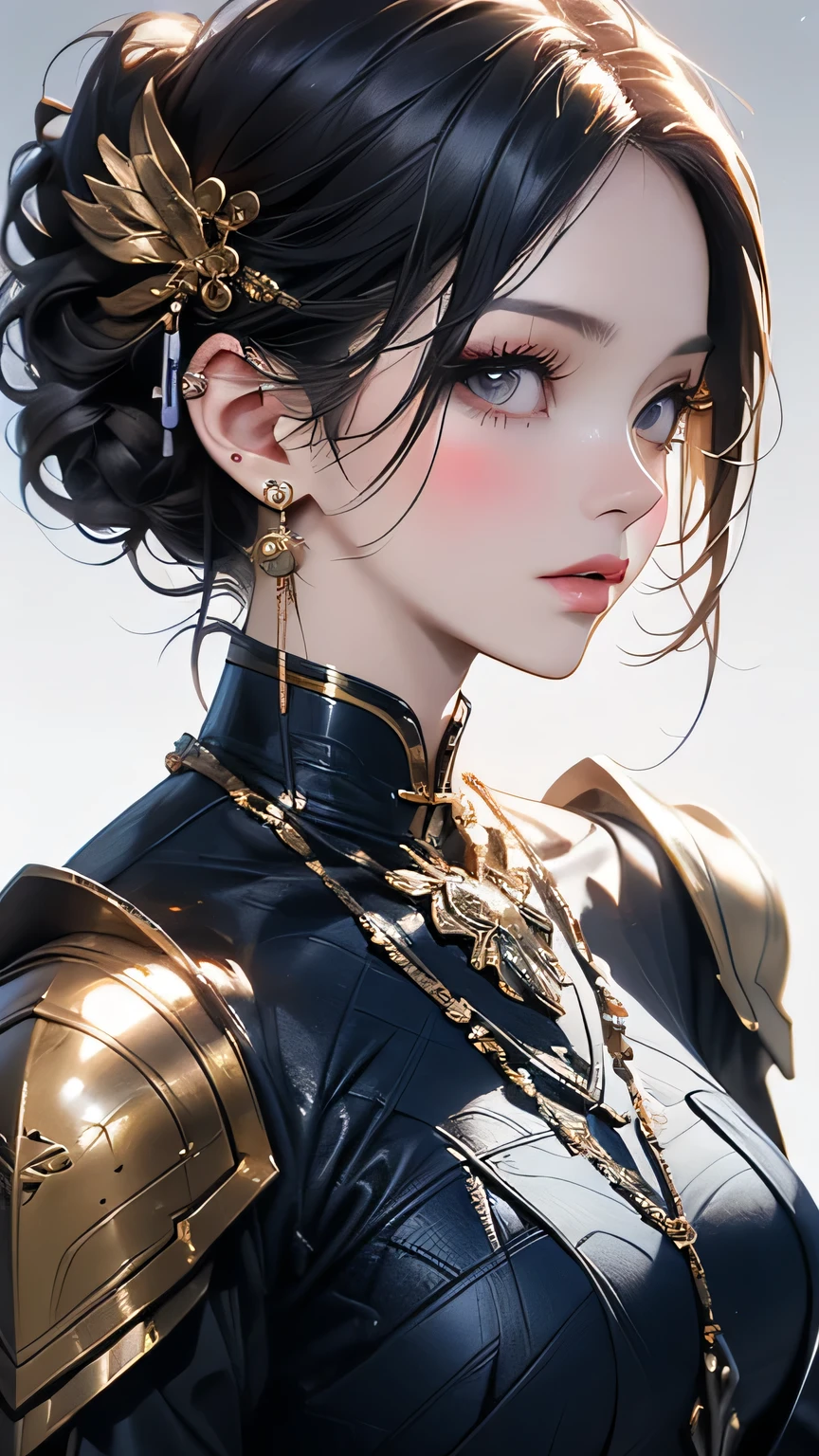 Close-up of woman in silver and blue dress, Chengwei Pan at Art Station, by ヤン・J, Detailed fantasy art, Amazing character art, Fan Art Best Art Station, Magnificent and elaborate character art, Beautiful Armor, Highly detailed art gems, Detailed digital anime art, artgerm の artstation pixiv, Girl in Armor