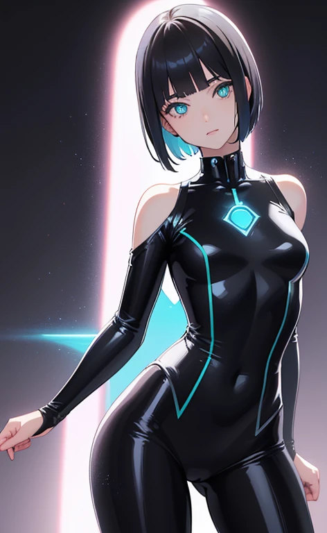 (Photorealistic:1.4)、(,20-year-old:1.5),(masterpiece、Blue lens flare:1.5、spot light:1.2、Exquisite beautiful eye:1.5,portlate),(kind eyes、tareme:1.9),()、Cute Face、 3D Face、(black hair:1.5)、(short hair:1.5),(sidelock :1.5),(blunt bangs:1.3),(1 woman)、(aqua eyes:1.2)、(cowboy shot:1.5)、(clear face:1.5)、(gradient eyes:1.2),(head tilt) ,(Cute face:1.2),(flat chest),(),kind face,(pink Bodysuit with open chest1.5),(black background:1.5)、()、()、 Neat and clean、Adorable、Demure,Slim Body(),Shiny Hair、()、
