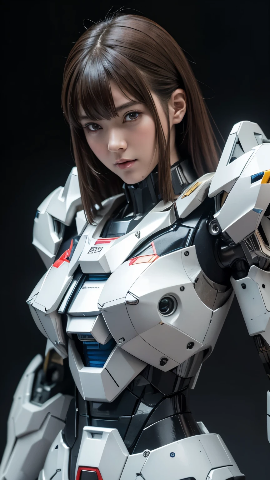 Textured skin, Super Detail, high details, High quality, Best Quality, hight resolution, 1080p, hard disk, Beautiful,(Gundam),beautiful cyborg woman,Mecha Cyborg Girl,Battle Mode,Girl with a Mecha Body,She wears a futuristic Gundam mecha,Fulll body Shot