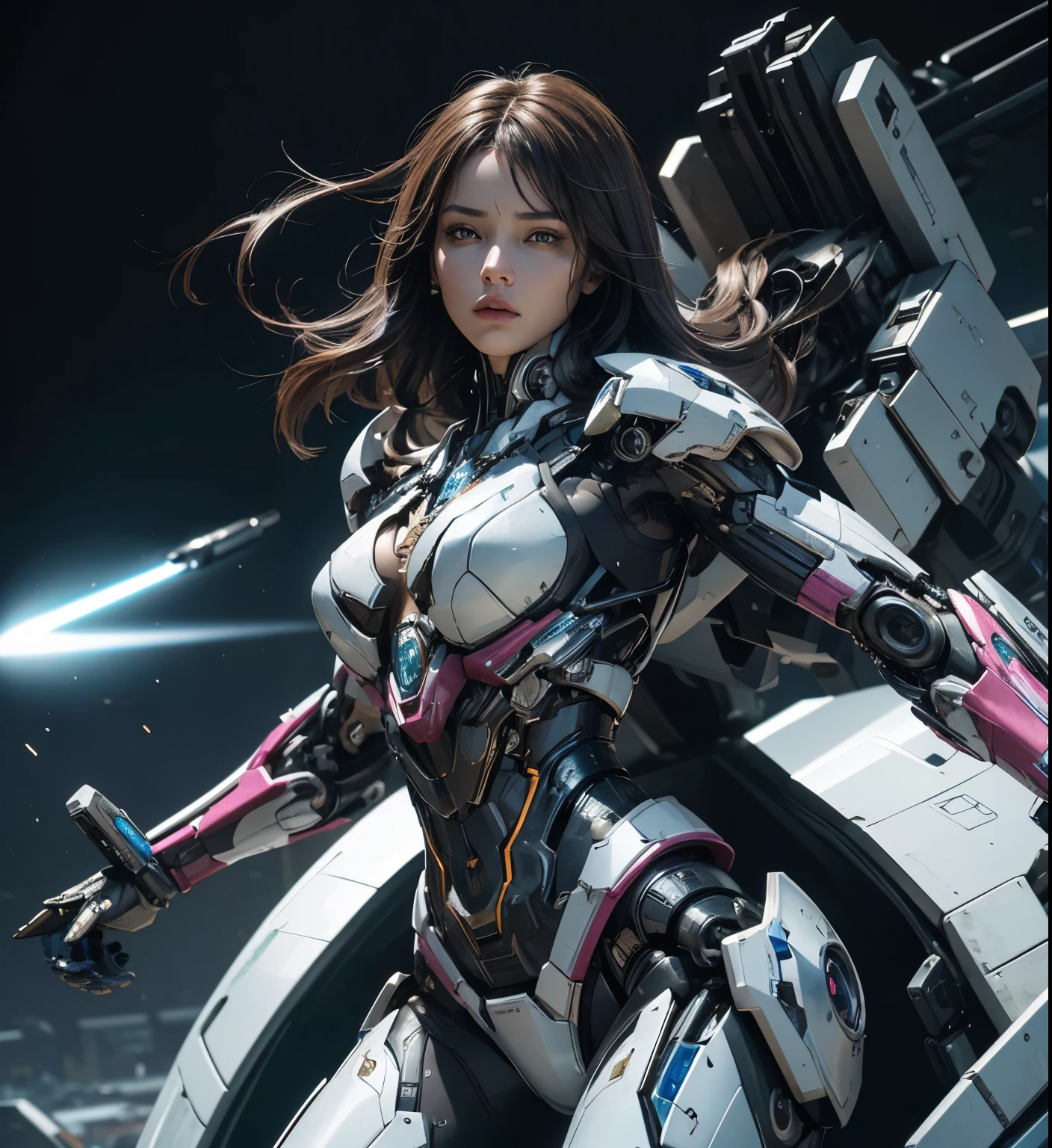 Textured skin, Super Detail, high details, High quality, Best Quality, hight resolution, 1080p, hard disk, Beautiful,(Arcee),beautiful cyborg woman,Mecha Cyborg Girl,Battle Mode,Girl with a Mecha Body,She wears a futuristic Transformers mech,Female Warrior,fully body photo,A powerful cyborg woman, sleek and futuristic, with advanced mechanical augmentations that enhance her strength and capabilities.