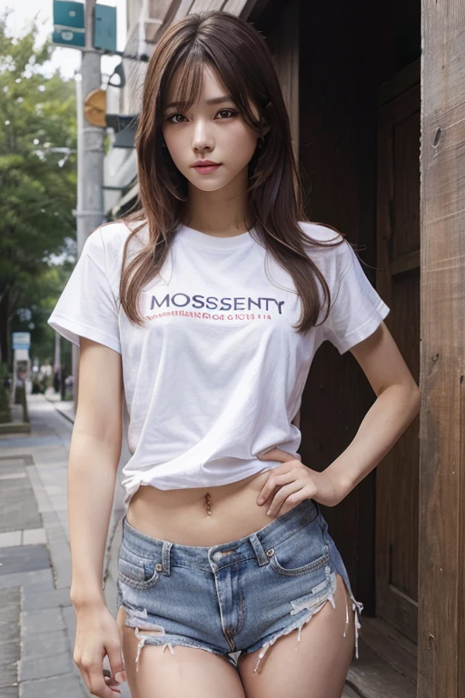 highest quality、masterpiece、High sensitivity、High resolution、One Woman、Slim Body、Ｔshirt、