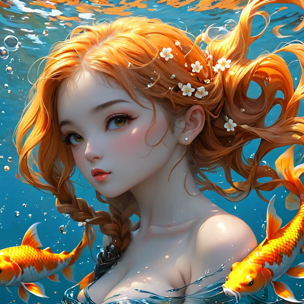 Fishtail Mermaid，Big koi，Lots of koi，Koi fish of different colors and styles、Four white koi carps，Polka dot five color koi、Orange Gold Koi、Red and white koi、Meikai light yellow brocade，Peach Blossom，avatar