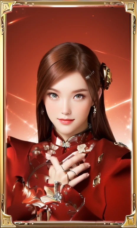 Reddish brown hair、Straight Hair、Half Caucasian and half Oriental、The eyes are large