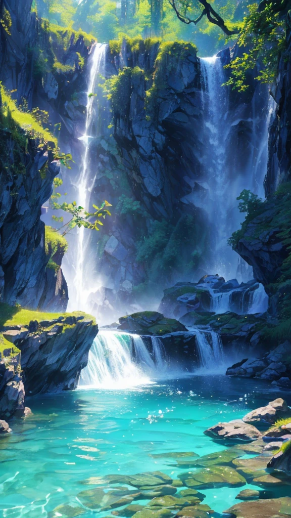 (Logo、Astonishing、8K、On the table、RAW photos、Astonishing、最high quality、Photorealistic and Very detailed、CG、high quality、Very detailed、Story Poems、Particle Effects、dynamic effect、Text border depth、light、lens flare、Ray tracing、On the table、real、Ultra high quality、fantasy)、beautiful water、splash of water、Water Flow、The water rises、Wonderful beauty、The beauty and brilliance of crystal clear green water、The tranquility and beauty of water、Want to knowfulWind view、Beautiful natural water、green、Wind、Want to know、Want to knowful