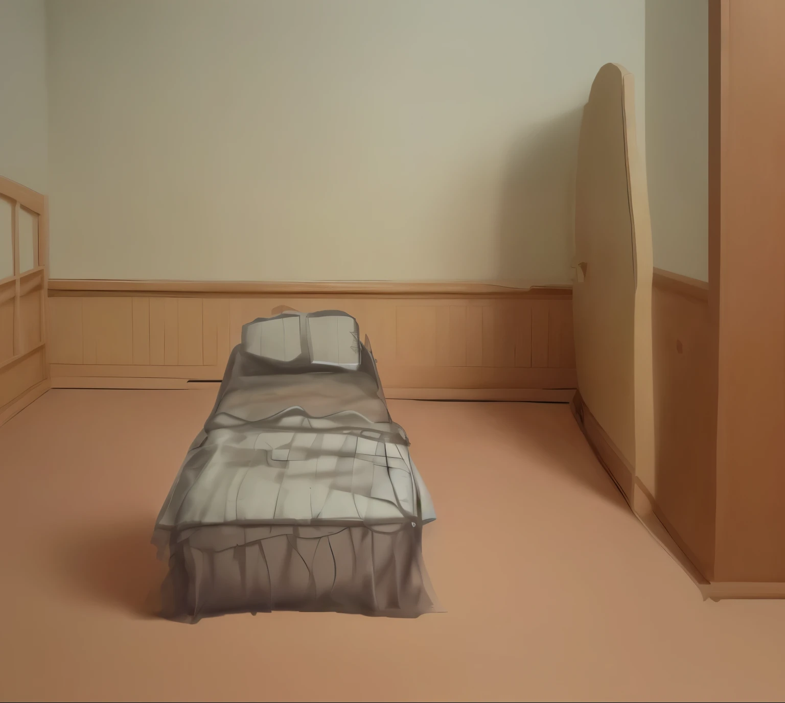 Use the image as a reference to create a realistic image of a decorated children's room, com um armario de porta de correr na lateral esquerda na cor branca , uma cama de solteiro no meio do quarto, painel amadeirado em mdf em meia parede atras da cama, com uma fita de led , Piso do quarto em porcelanato branco. Uma janela com cortina no lado esquerdo
