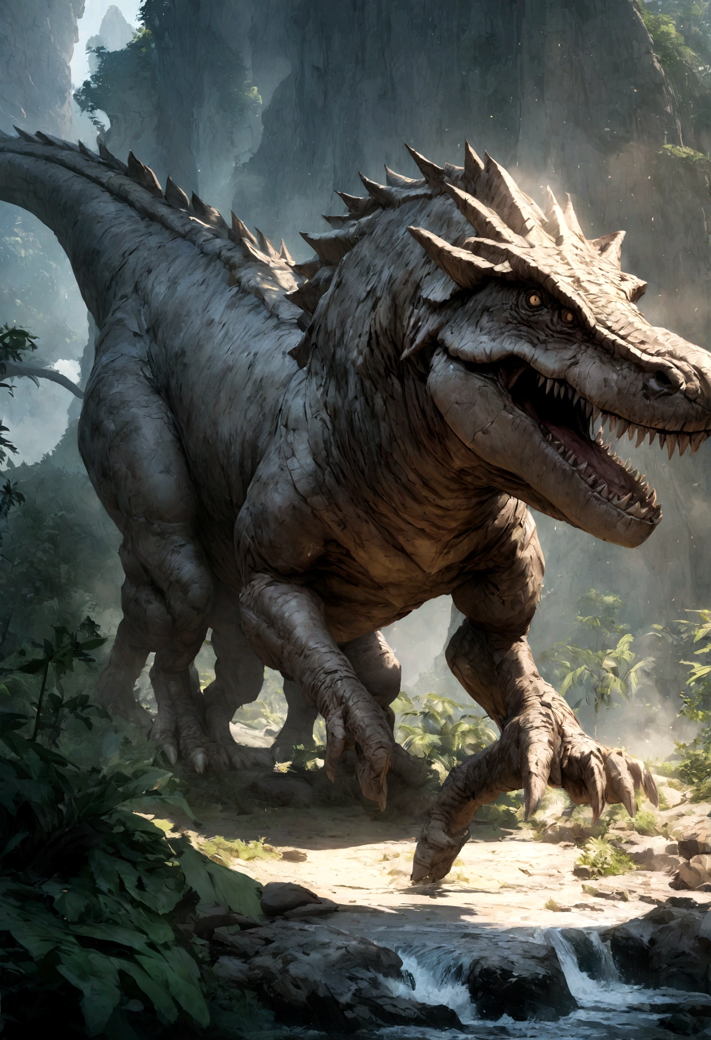 Dinosaurs resist waves,jungle,Super Large Reality,Ancient