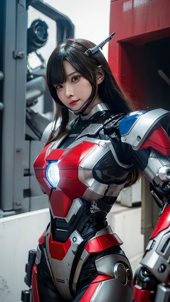 Super detailed, advanced details, high quality, High resolution, 1080p, hard disk, beautiful,(Iron Patriot),Armor War,(Rocket Missile)Capture the big picture,beautiful,Mecha cyborg girl,battle mode,Mecha body girl,She is wearing a futuristic war machine weapon mecha,A powerful cyborg woman, sleek and futuristic, with advanced mechanical augmentations that enhance her strength and capabilities.