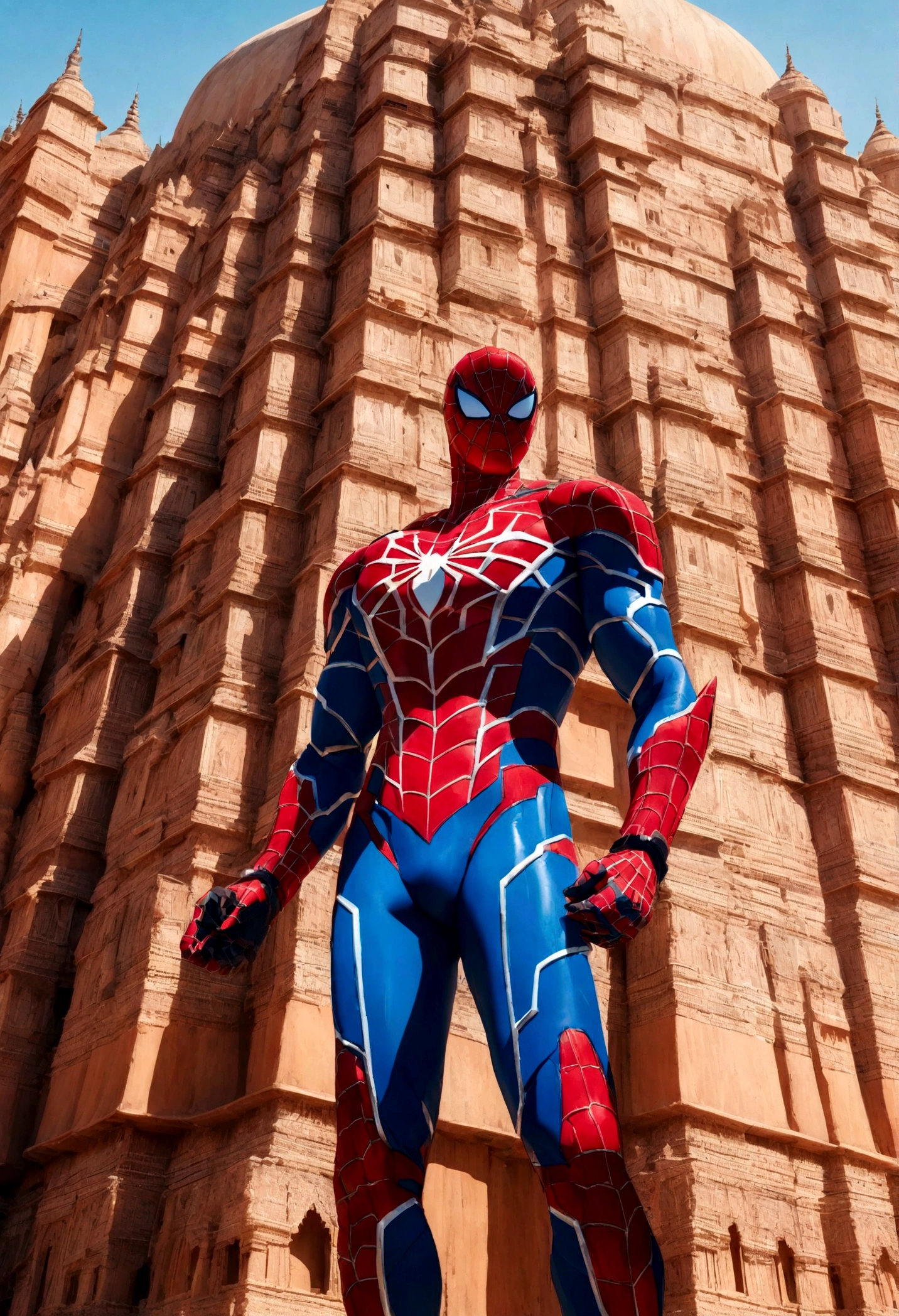 Advance Spiderman armor, Theme in background somewhere in India, Armor color match's with the Indian flag. High Tech Armor
