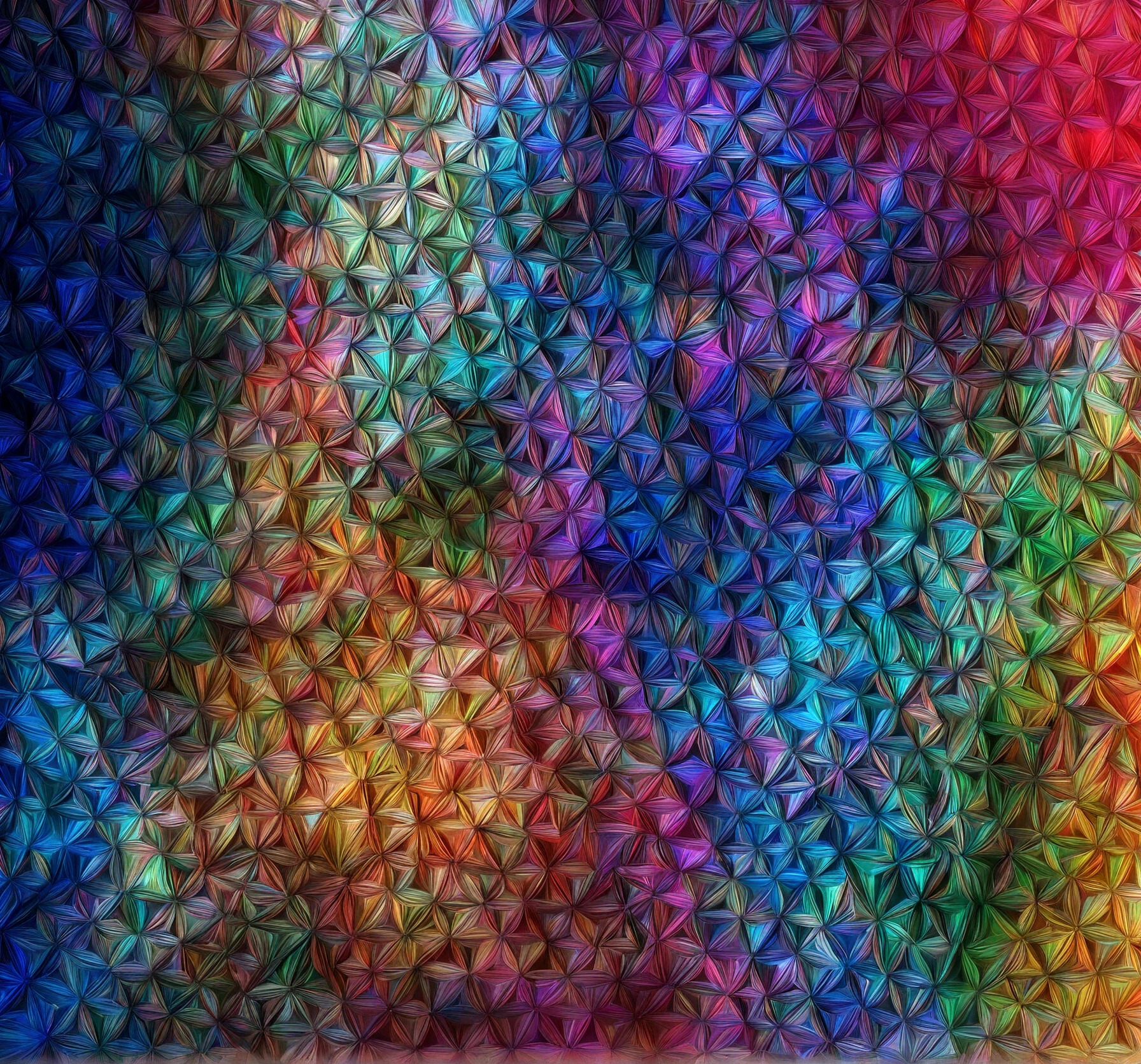Beautiful repeating beauitful floral pattern in jewel tones, 3D effect, hyper realistic , pintrest, hex code colors 5ABCB9, 63E2C6, FB6376, 613F75, 0C6291 only, flowing, wallpaper, artistic