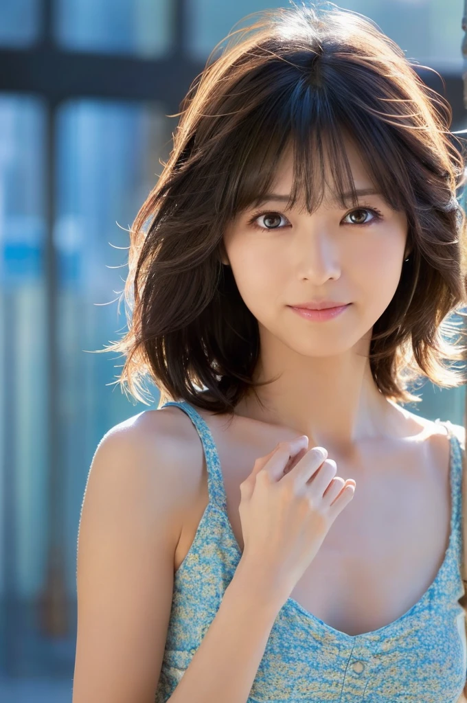 (High reality photograph, high resolusion, detailed face, detailed eyes) Skinny Japanese lady, 40 years old, cute face, skinny figure, various hair style, various dress, various background, alone in a photo