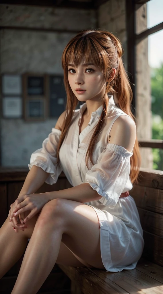 Kasumi, brown eyes, (best quality, ultra-detailed), (realistic:1.37), beautiful and detailed face, ultra-realistic texture, delicate face, delicate body, red lipstick, bright colors. High definition, 8K, well defined legs.