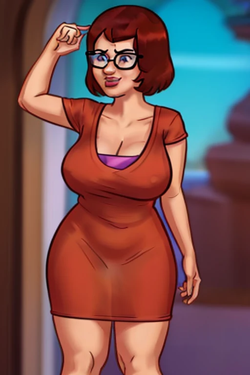 Velma com vestido curto mostrando sua bucetinha molhadinha fudida pelo o Scooby doo de quatro