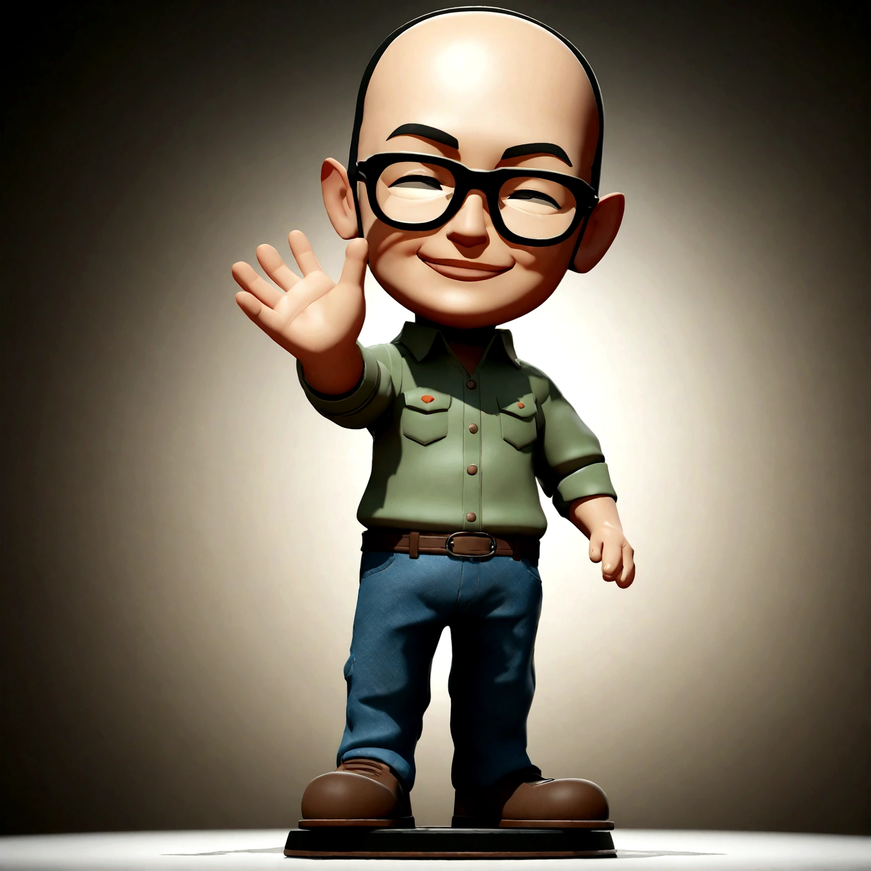 Cartoon character of a man with black glasses and a blue shirt, animation character, Caractere estilizado, animation style rendering, 3D estilizado, Arnold Maya render, 3 d render stylized, toon render keyshot, Personagem 3D, Personagem 3D, 3d rendering stylized, 3 d character render, personagem de desenho animado, Personagem de close up, Pose de personagem, (Estilo Pixar) (master part:1.2) (Bokeh) (best quality) (pele detalhada) (textura detalhada) (8k) (argila) (Cinematic lighting) (sharp focus