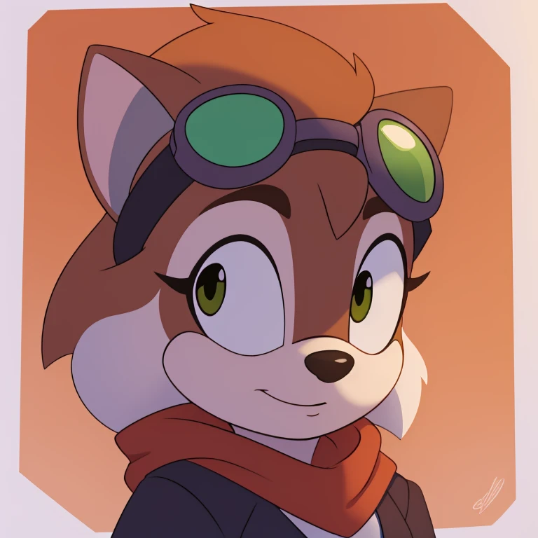 Female, mobian, suger glider, goggles on head,