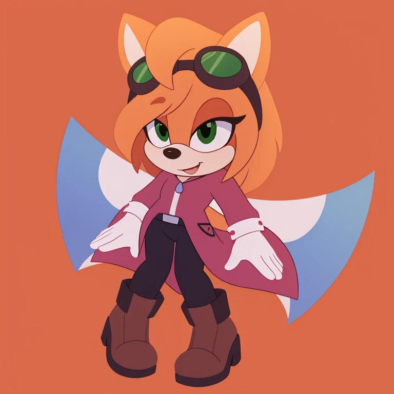 Female, mobian, suger glider, goggles on head,