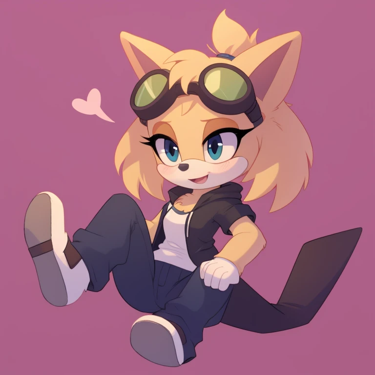Female, mobian, suger glider, goggles on head,
