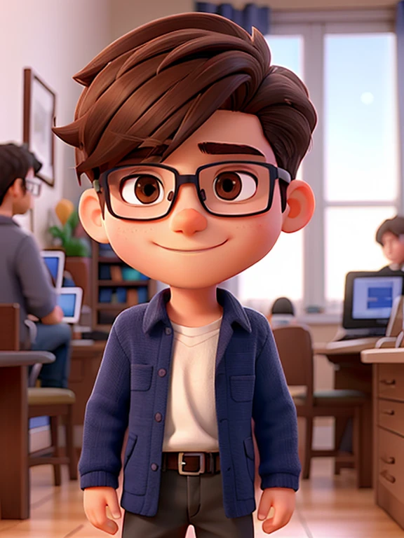 A boy with dark hair and glasses