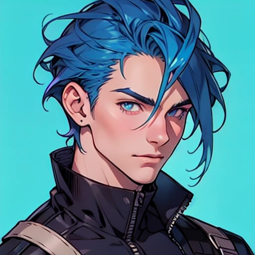 Male with blue hair