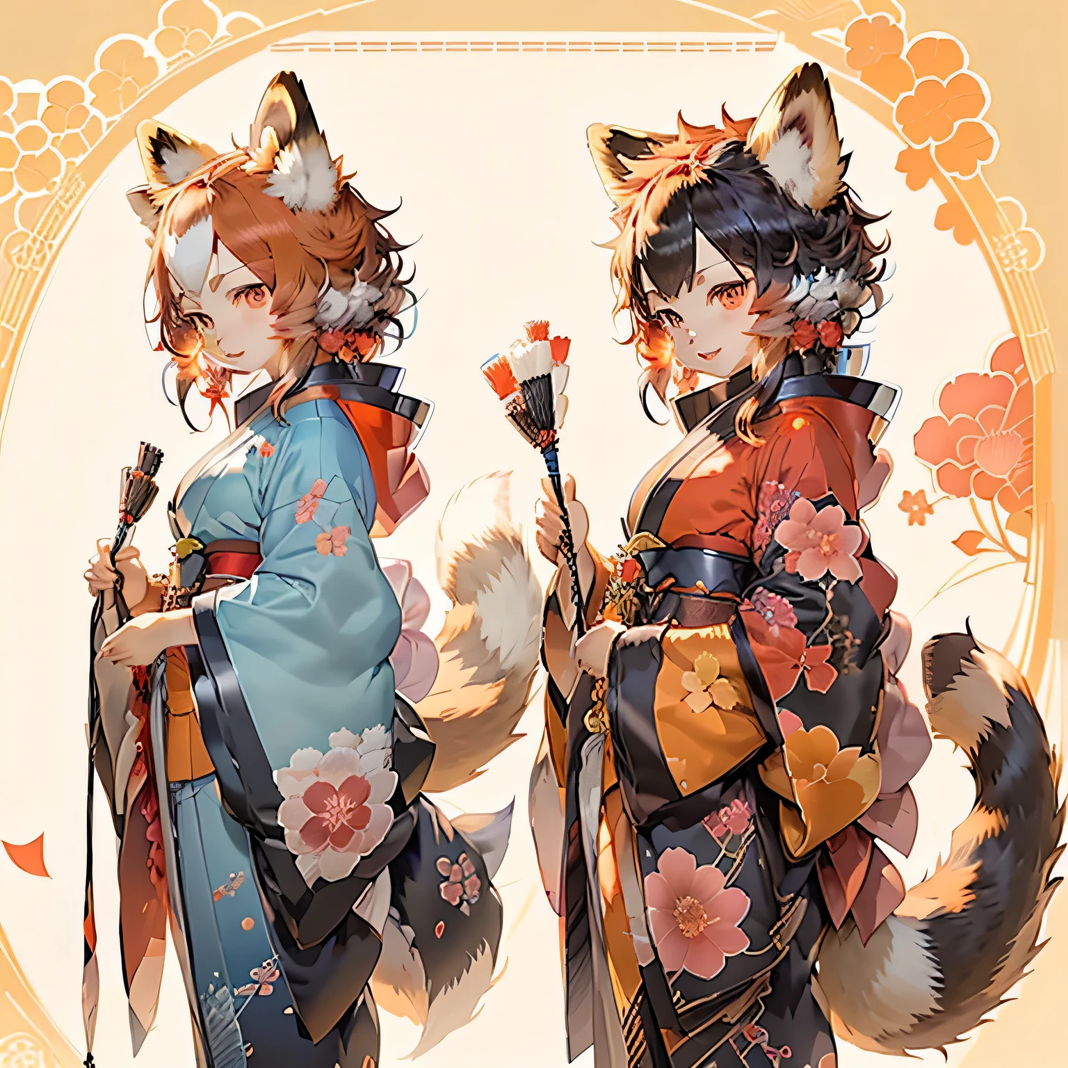 anime character of a red panda dressed in a kimono outfit, [ character design ], character adoptable, character design art, interesting character design, high quality character design, traditional japanese concept art, great character design, character concept reference art, anime character design, furry character, reference art, fursona furry art commission, anime character reference sheet, full character design