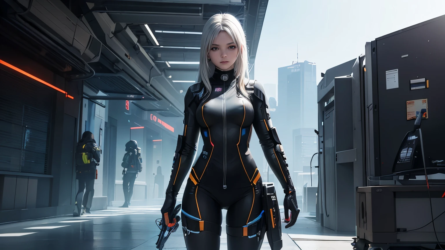 ((highest quality)), ((masterpiece)), (detailed:1.4), 3D, Beautiful cyberpunk woman image,High resolution (High Dynamic Range),Ray Tracing,NVIDIA,Super Resolution,Unreal 5,Scattered beneath the surface,PBR Texturing,Post-processing,Anisotropic Filtering,Depth of written boundary,Maximum clarity and sharpness,Multilayer Texture,Albedo and Specular Maps,Surface Shading,Accurate simulation of light-matter interactions,Perfect balance,Octane Rendering,Two-tone lighting,wide aperture,Low ISO,White balance,Three-part method,8K RAW, Breaking into a tech skyscraper. Holographic alarm and AI defense activated, Transformed the building into a neon-lit maze of challenges.