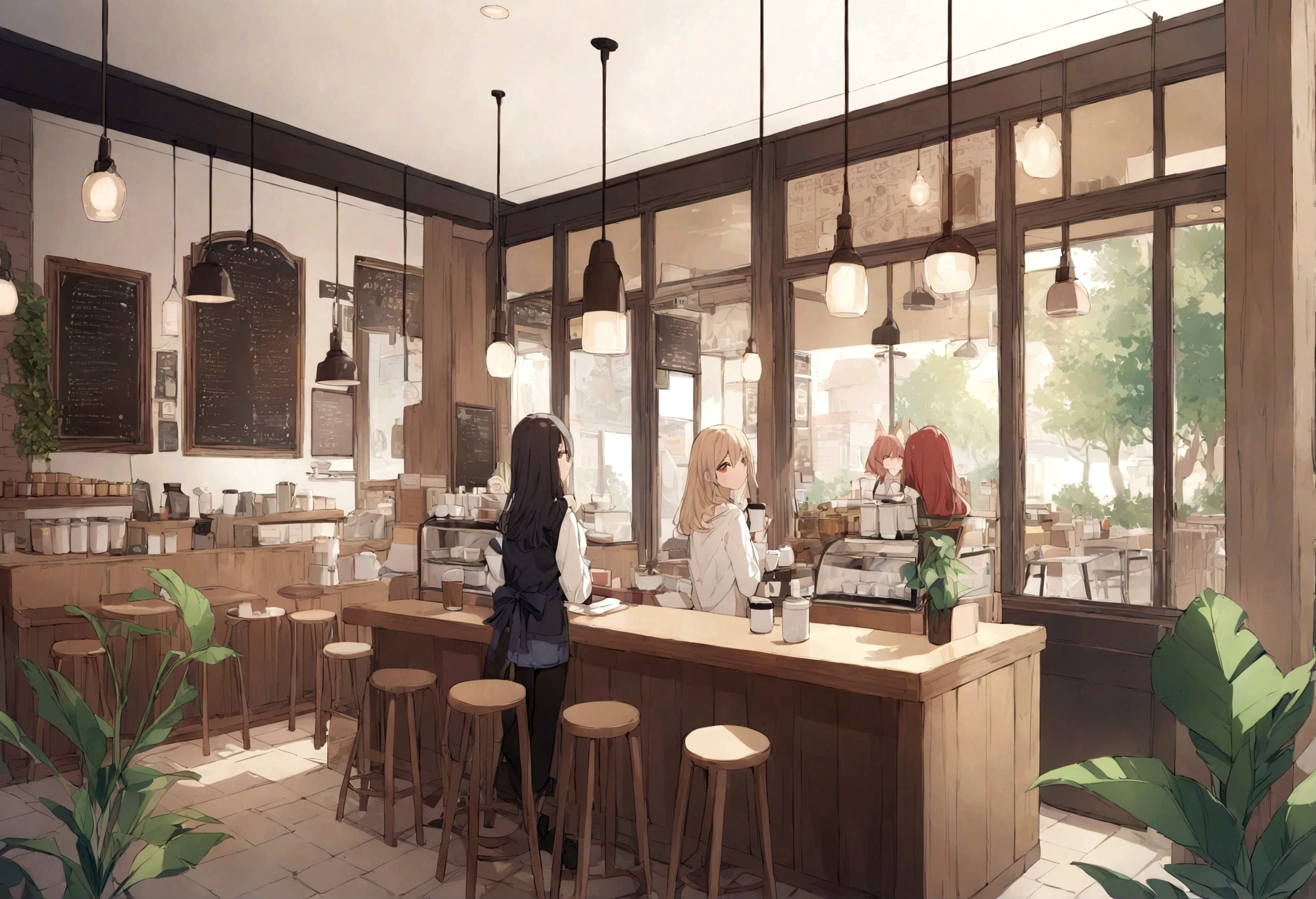 Anime, Coffee shop, café,