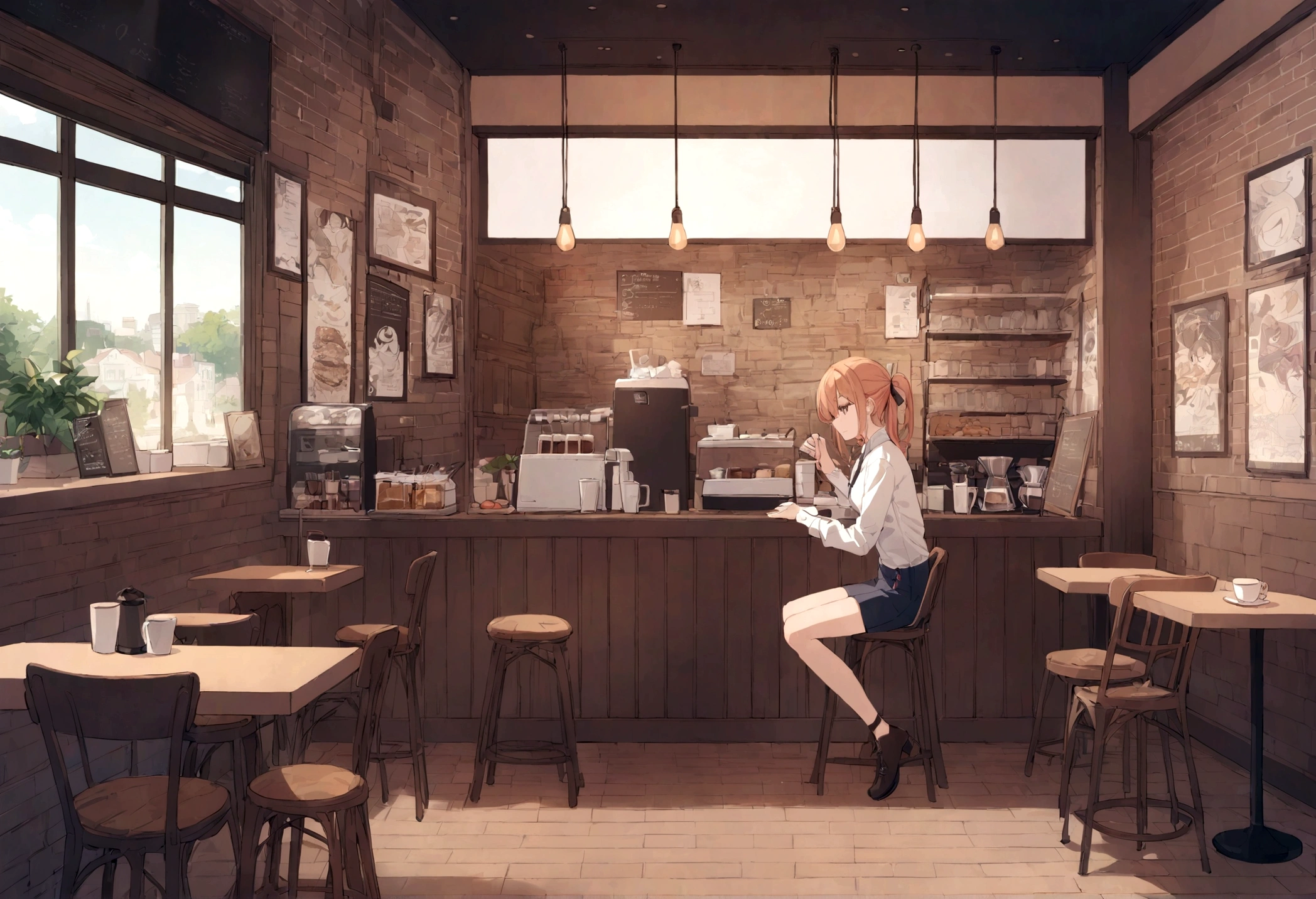 Anime, Coffee shop, café, 