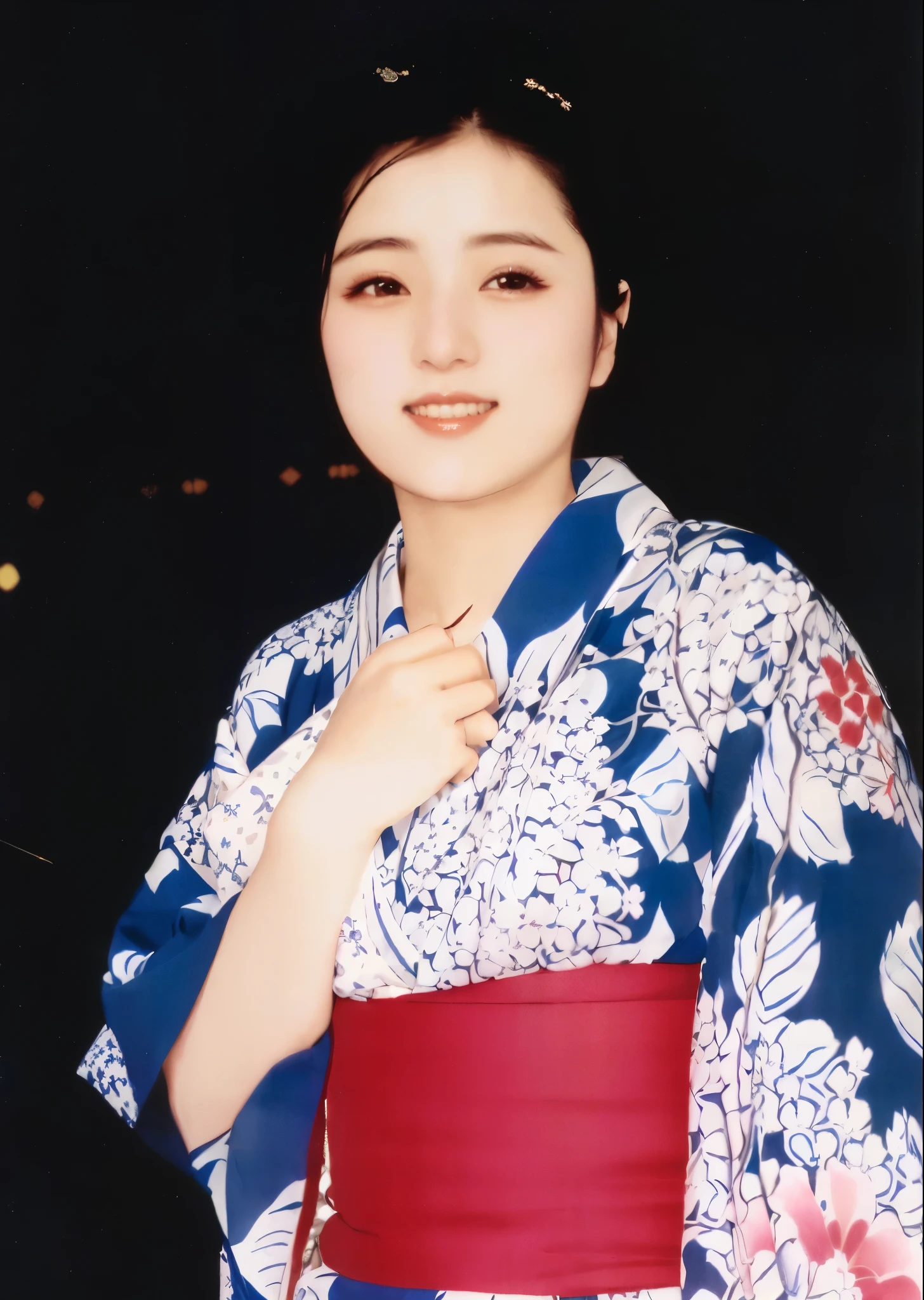 Arabian woman in blue and white kimono with red sash, Kazue Kato, In kimono, shinsui ito, etsuko miura, wear Kimono, Wearing a colorful yukata, eiko ishioka, akiko takase, kiyoko suzuki, nishimiya shouko, wearing a haori, 皇室のwear Kimono