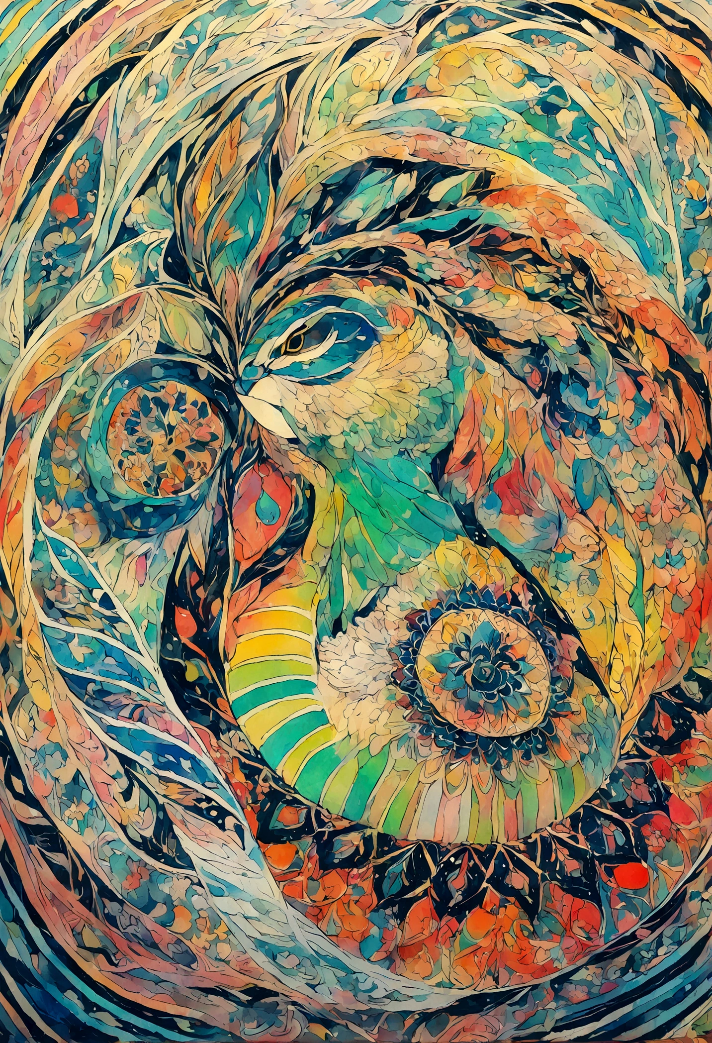 2Vivid colorful drawing of cool bird-based mandalas