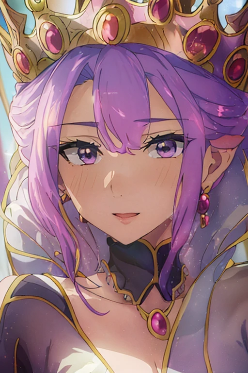 Full nudity,Vaginal,Sex,Woman standing on top,Cum in pussy,Sweat,girl trembling with Sexual climax,Breast milk,Put your arms behind your head,Spread your legs,アヘface,orgasm,Golden crown with jewels,clavicle,purple_hair, purple_eye, jewelry, Earrings, 1 girl, 20-year-old,infp young woman,beautiful Finger,beautiful long legs,beautiful body, beautiful nose,beautiful character design, 完璧なeye, 完璧なface,表情豊かなeye, View Viewer, Center the image,(bodyの上部_body),(彼女のfaceに注eye), Official Art,the Extremely Detailed CG Unity 8k Wallpapers, Perfect Lighting,colorful, bright_front_face_Lighting,Shiny skin, (Tabletop:1.0),(Highest_quality:1.0), 超A high resolution,4K,Super detailed, photograph, 8k, Hmph, High resolution, Absurd:1.2, Kodak Portrait 400, Film Grain, Blurred Background, Bokeh:1.2, Lens flare, (Vibrant_color:1.2) (beautiful,chest), (beautiful_face:1.5),(narrow_Waist),