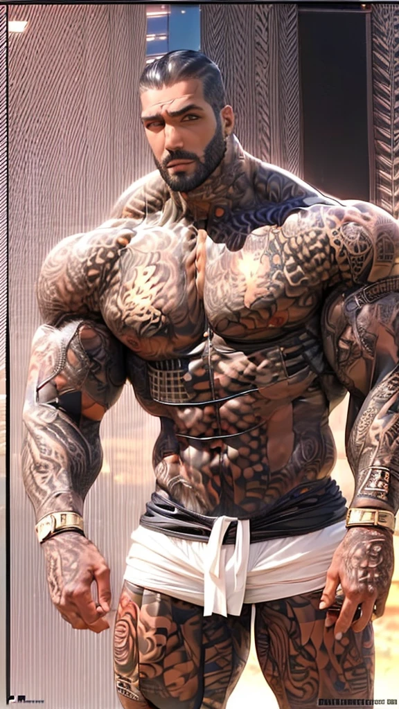 (best quality, high resolution, Artwork:1.2), standing, posing, smiling, Horny, Latin Beauty, (((Huge male bodybuilder:1.15))), huge muscular ass, (wide hips), (Slim waist) , (((Broad shoulders))), ((((huge breasts)))), nervous, (black hair), feather crown carnival, shaved hair, black hair, full body, Glossy skin, tanned skin, hands on the hips, vibrant, wearing nervous carnival attire, sensual manga line art