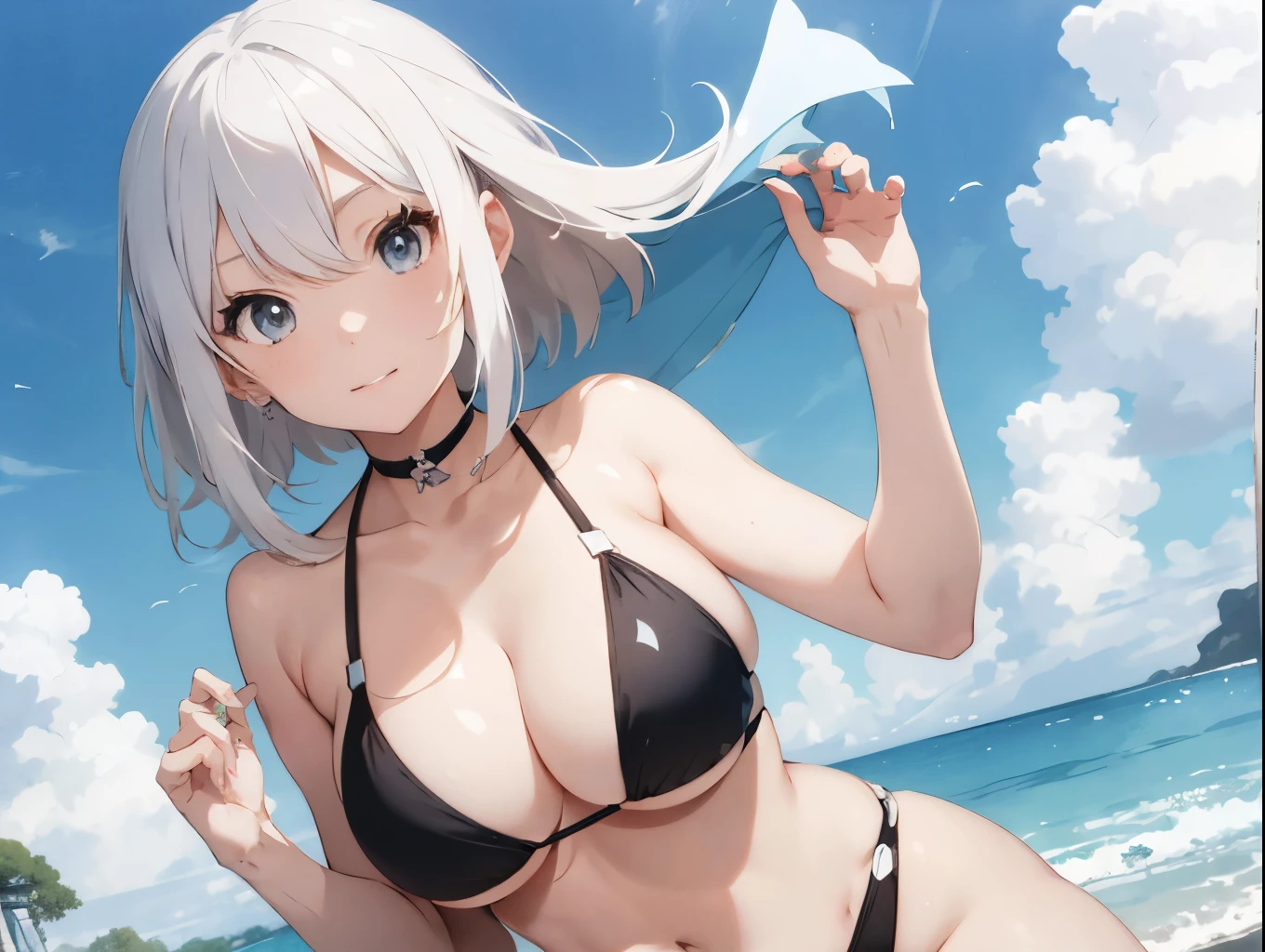White-haired girl drawn in high resolution Japanese anime style、Woman taking a photo in a bikini, Bikini Model, , A young and cute gravure idol, Posing together in bras, Russian and Japanese mix, sakimichan, Asian woman, Wear a swimsuit, that'that'that'that'that'that'that'that'that'that'that'that'that'that'that'that'that'It's hot with the shining sun, Japanese Model, Cute Core, sakimichan hdri, Young Gravure Idol, Chubby