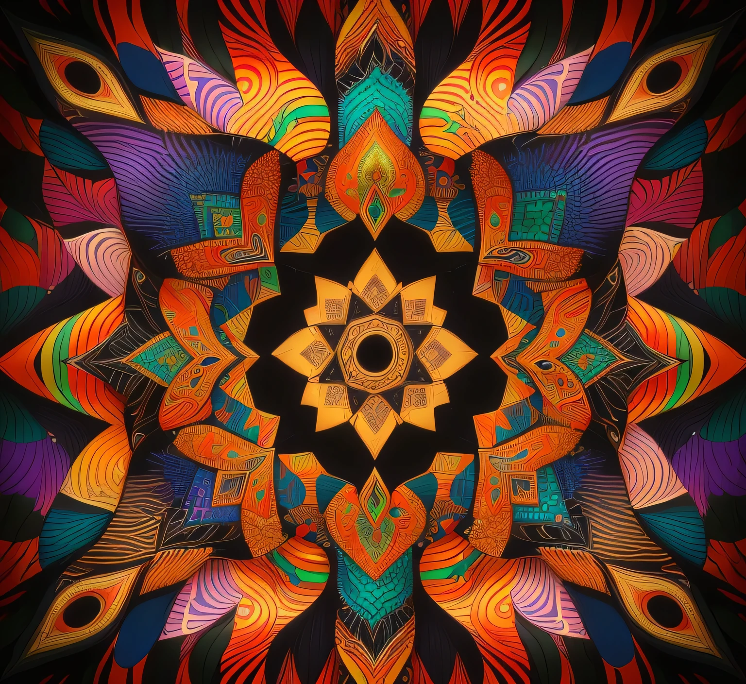 Colorful pattern with fish and stripes on black background, African fractals, byDahlov Ipcar, african arts, West African mask pattern style, artistic tribal pattern, inspired byDahlov Ipcar, Vibrant Patterns, rich and colorful, tribal psychedelic, tribal pattern, Adolf Wolfli (Adolf Wölfli) of inspiration, Detailed pattern pop art, Colorful patterns