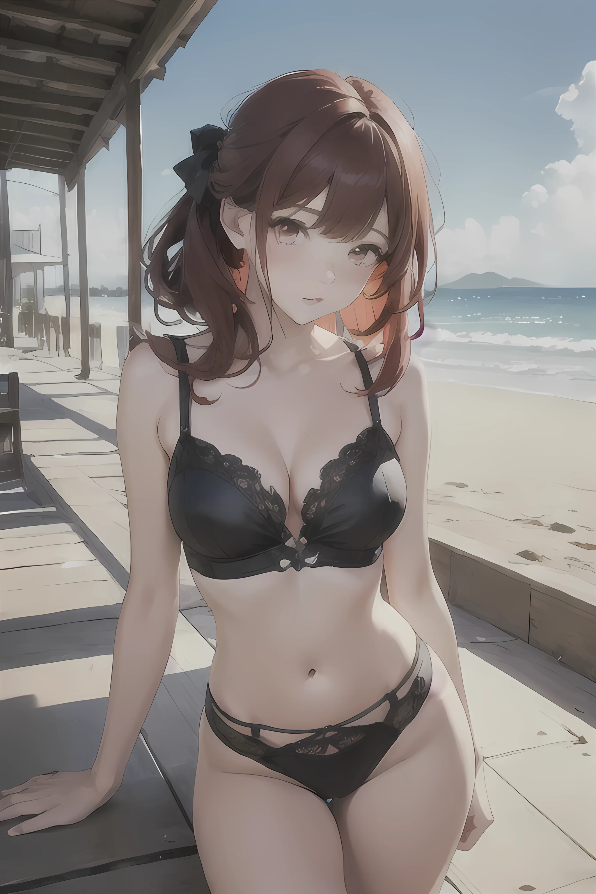 1 girl, Redhead, Updo, Facial hair stripes, Red eyes, mascara, abdomen, Sagging under the eyes, Ground angle shot, Viewers looking up, Impact, 8k, masterpiece,Thighs,color、