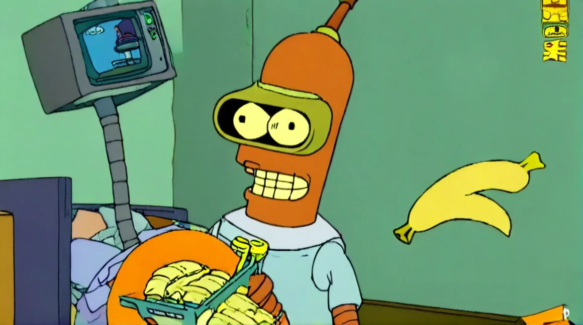 90's Music Video: Bender holding Banana on Hospital,