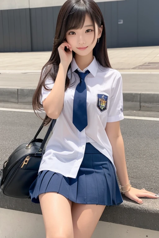 Cute Girls、high school girl、uniform、See-through、No sleeve、mini skirt、sit