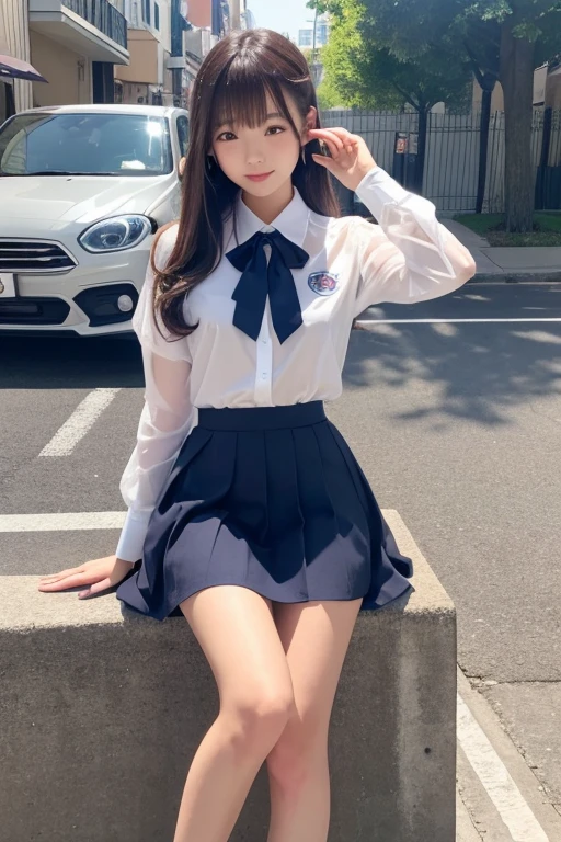 Cute Girls、high school girl、uniform、See-through、No sleeve、mini skirt、sit