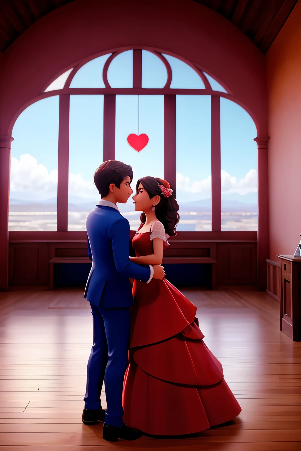 Genera una imagen que diga "movida del casamiento", agrega corazones rojos de fondo.