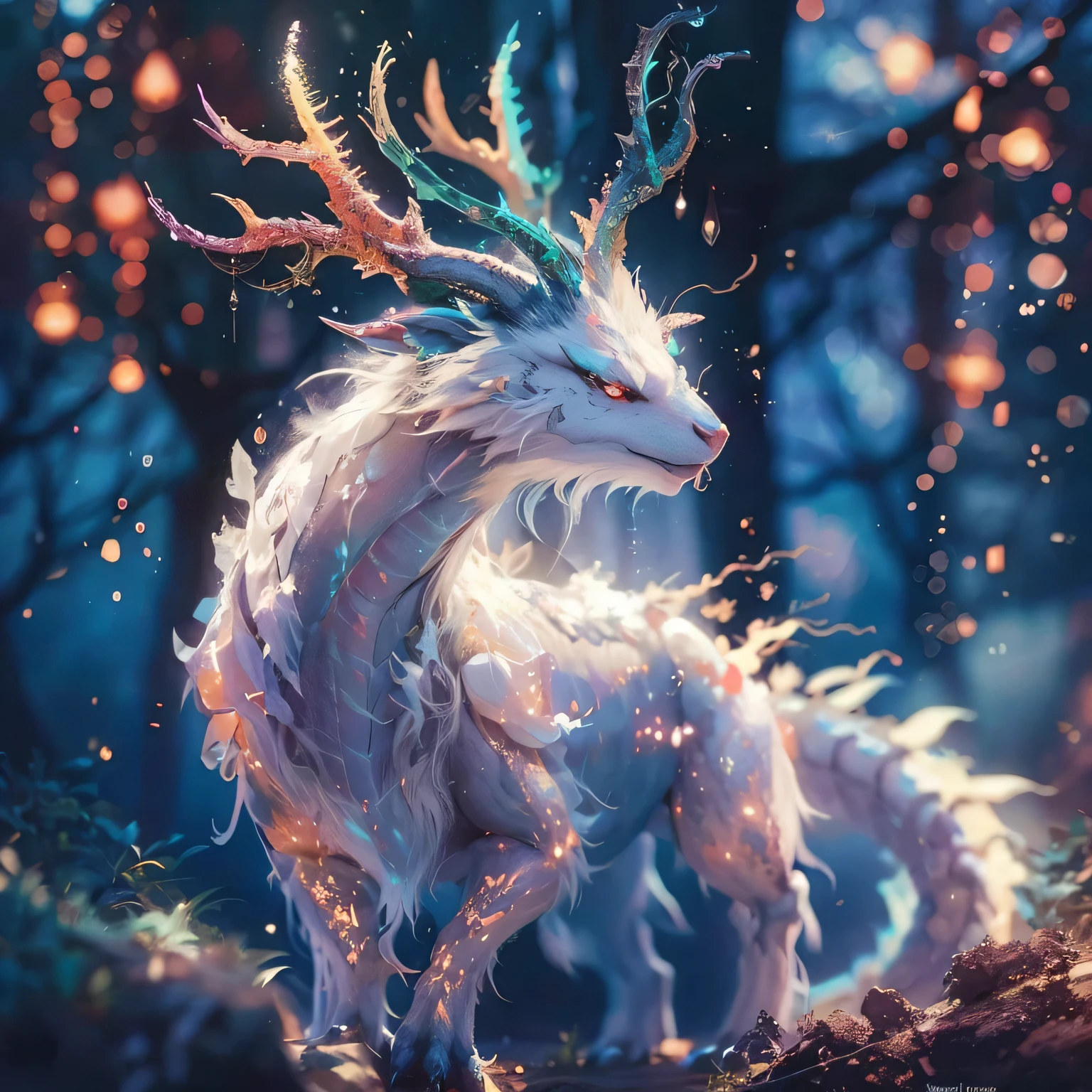 Crytal body fusion dragon and deer.