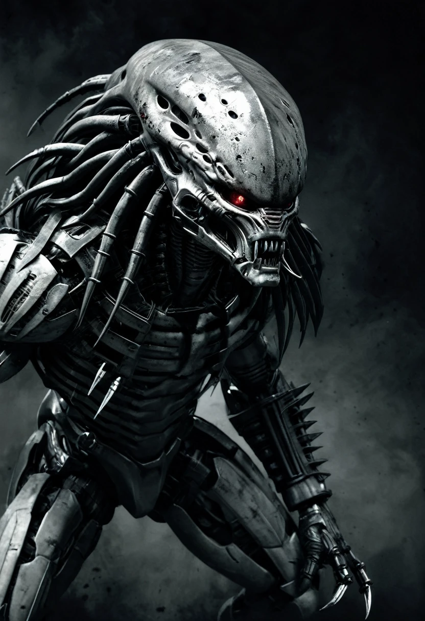 (The Predator lurks in the dark). (minimalism: 1), ray tracing details. Style by Stephen Gammell.Futuristic, epic sci-fi style. photonegative refractograph --ar 8:10 --v 6.0.--ar 9:16
