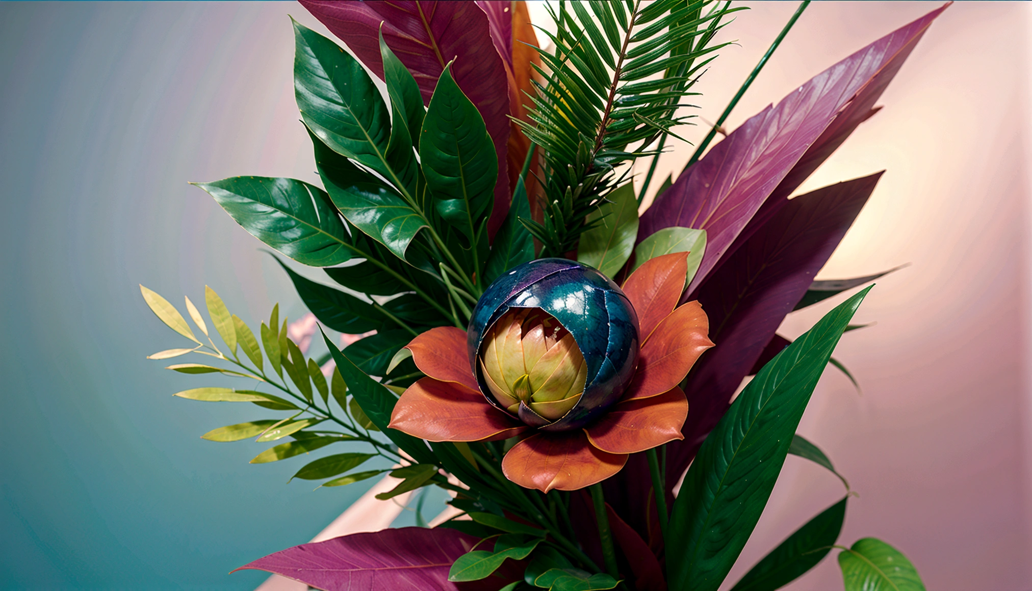 a detailed abstract plant, minimalist, natural, geometric shapes, botanical, modern, modern art, abstract art, abstract botanical, abstract nature, abstract plant, bright colors, vibrant colors, colorful, 4k, high resolution, high quality, intricate details, photorealistic, digital painting, illustration, masterpiece