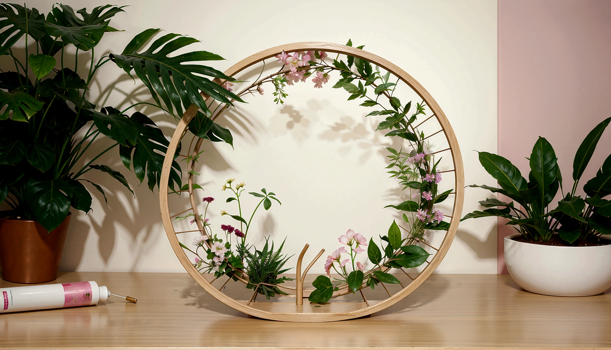 a minimalist abstract template layout, botanical elements, round shapes, vector set, outline plants, pastel circles, wall decor, postcard, poster, cover design, best quality, 4k, 8k, highres, masterpiece, ultra-detailed, realistic, photorealistic, photo-realistic, HDR, UHD, studio lighting, ultra-fine painting, sharp focus, physically-based rendering, extreme detail description, professional, vivid colors, bokeh, digital art, minimalism, abstract, botanical, organic shapes, pastel colors, vector illustration
