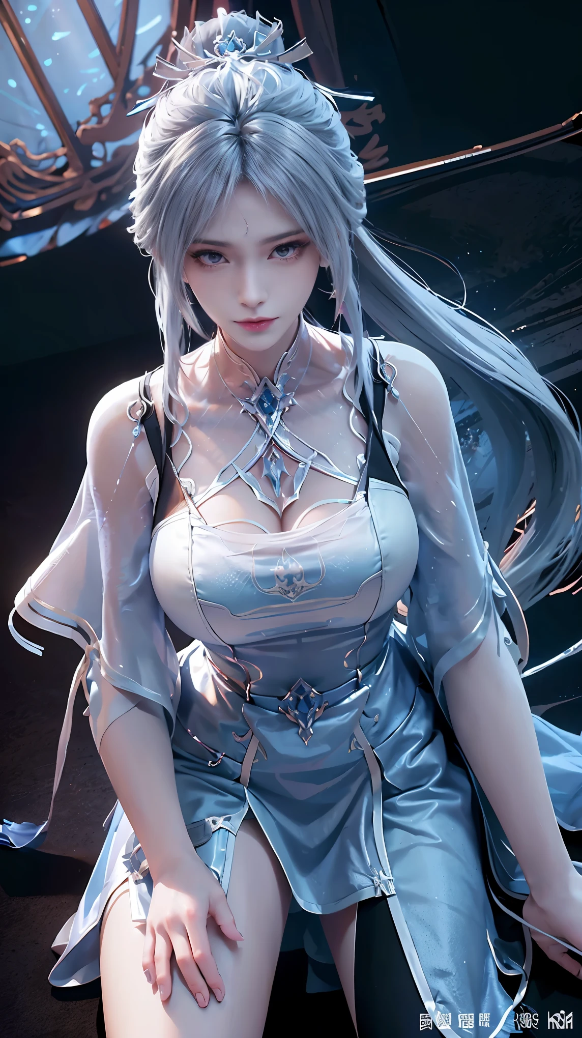 a white hair、Close-up of miss wearing white mask, Beautiful character painting, guweiz, Gurwitz-style artwork, White-haired god, author：Yang Jie, Epic and beautiful character art, Stunning character art, author：Fan Qi, by Wuzhun Shifan, pixiv Art Street Guviz, Single ponytail, insult, High Ponytail, Tall and big, Long legs, (sleeveless lace shirt), (shorts), (Striped )), ((Striped )), Walk, elegant, dignified, miss, Beautiful curves, sweet smile, Strong sense of detail and layering, color丰富绚丽, Has a unique texture, rich and colorful, color, vivid, Design Art, 16K, Super detailed, {{illustration}}, {Extremely refined}, {Exquisite surface treatment}, Super detailed, Delicate and shining eyes, {{Light}}, 极致Light效果, Model: realism, CFG size: 12, Laura: Bright texture (1.35), high quality, masterpiece, Exquisite facial features, Delicate hair depiction, Detailed depiction of the eyes, masterpiece, best quality, Light線追蹤, Extremely detailed CG unified 8k wallpaper, masterpiece, best quality, (1 girl), 完美miss身材, (((Skinny white T-shirt))), beautiful eyes, (Delicate face), short black hair, Tie your hair up, Light blue hairpin, Black silk frame glasses, in class, (White skin), (Optimal Lighting), (Super intricate details), 4k unity, (Super detailed CG), Showing off her white legs, , Hot Pants, shorts,性感Long legs, Thin waist, Sweat runs down my waist, Showing belly, Extremely detailed depiction, Pink Hair, Asymmetrical bangs, Transparent clothes, Hands on thighs, 把目Light移開, 8k resolution, Raise an eyebrow, shiny hair, Flower head, Wristbands, bandage，Leather sexy pose, simple grey background, Climbing towards the viewer, Kitten pose, On all fours,